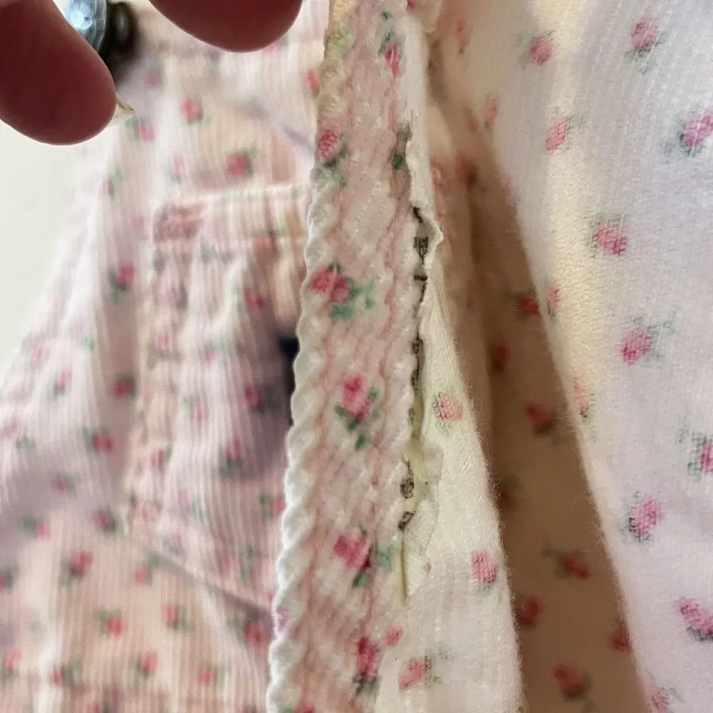 Vintage Oshkosh B'gosh Pink Rosebuds Corduroy Overall Dress Jumper Girls